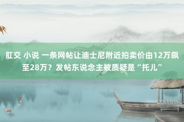 肛交 小说 一条网帖让迪士尼附近拍卖价由12万飙至28万？发帖东说念主被质疑是“托儿”