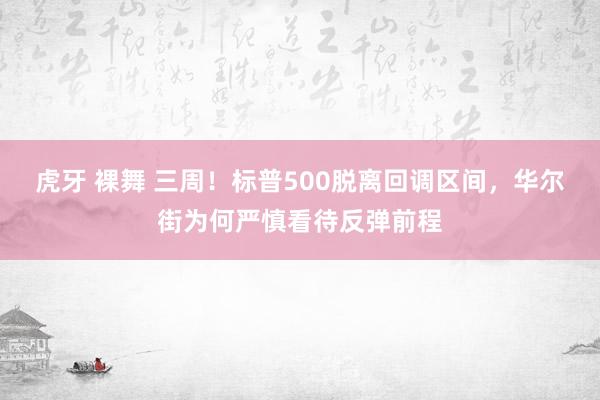 虎牙 裸舞 三周！标普500脱离回调区间，华尔街为何严慎看待反弹前程